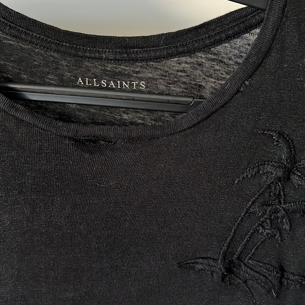 ALLSAINTS RATTAN STITCH SS CREW EMBROIDERED PALMS - Picture 4 of 5